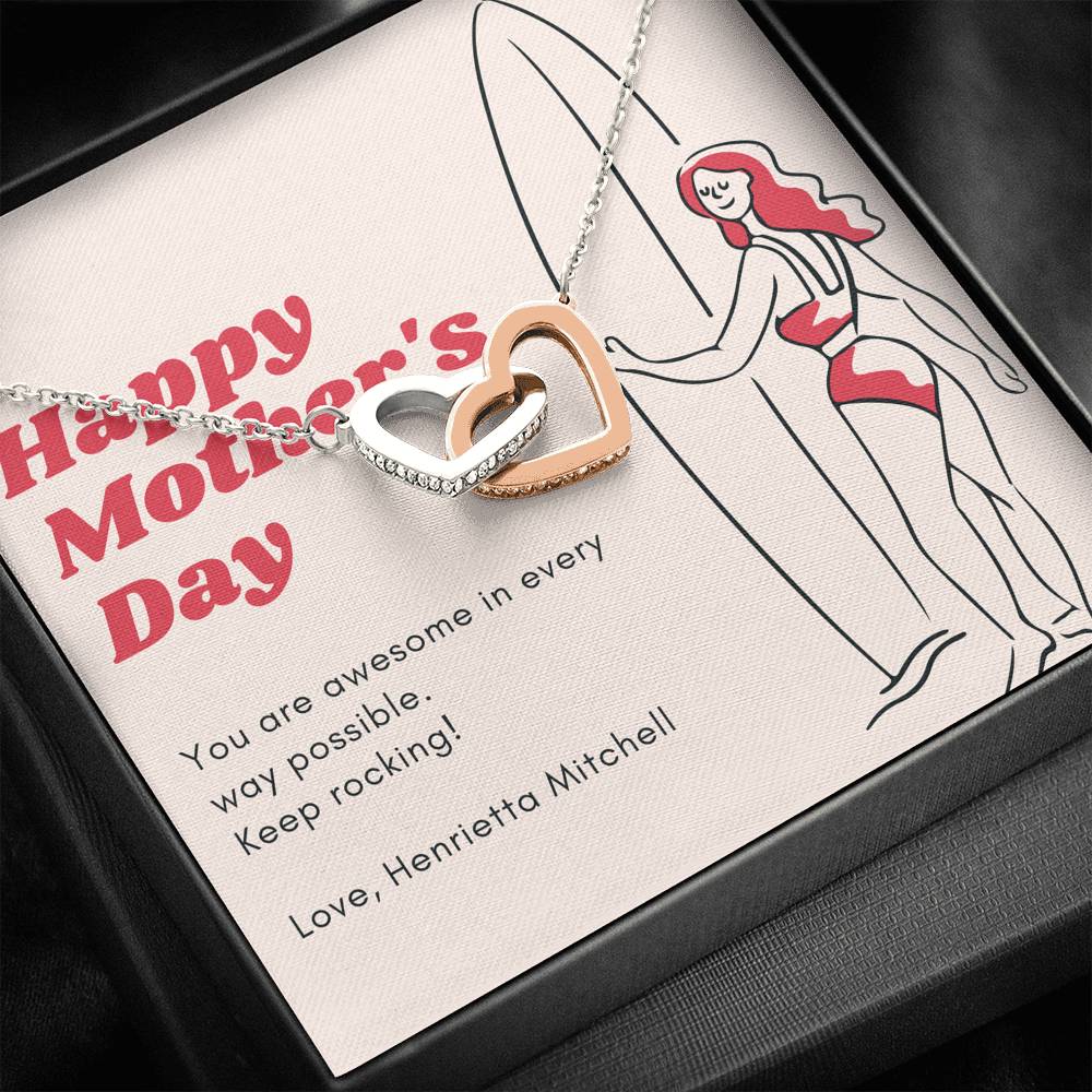 Personalized Gift Mom Necklace for Her Birthday Valentines Mother's Day Interlocking Hearts Necklaces for Women with Message  Card