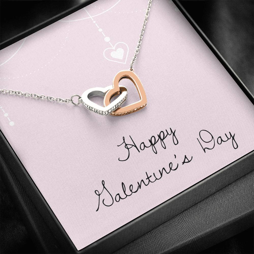 Personalized Wife Girlfriend Necklace  for Her Valentines Birthday Anniversary Gift InterLocking  Hearts Necklace for Women with Message  Card