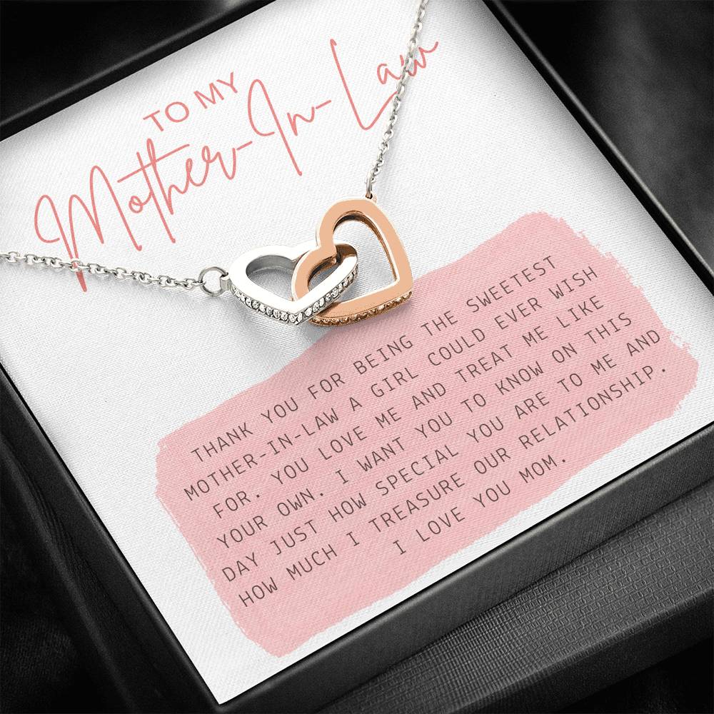 Necklace Gift For Mother In Law Groom's Mom Interlocking Heart Pendent To My Bride's Mom On Mother's Day