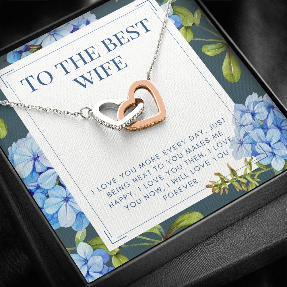 Personalized Necklace Gift To My Best Wife Interlocked Heart Pendent Gift From Husband