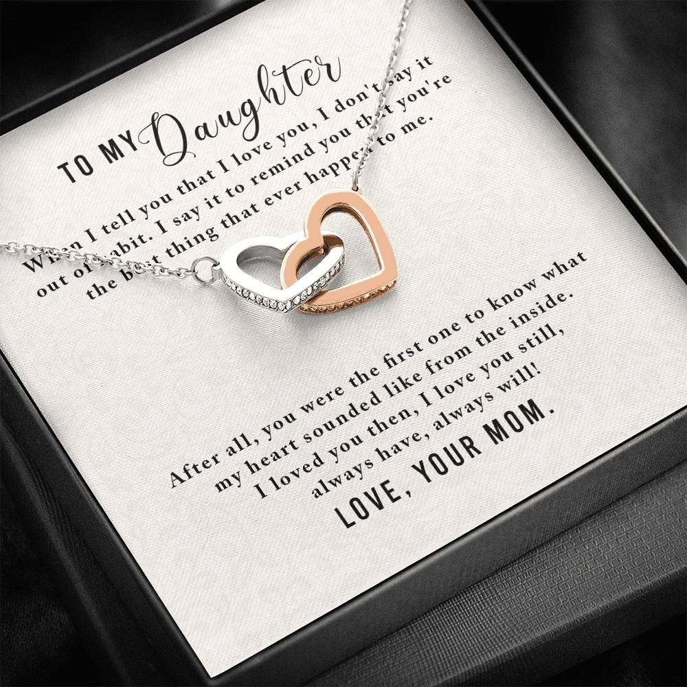 Personalized To my Daughter Necklace  for Her Valentines Birthday Gift Interlocking Hearts Necklace for Women with Message  Card