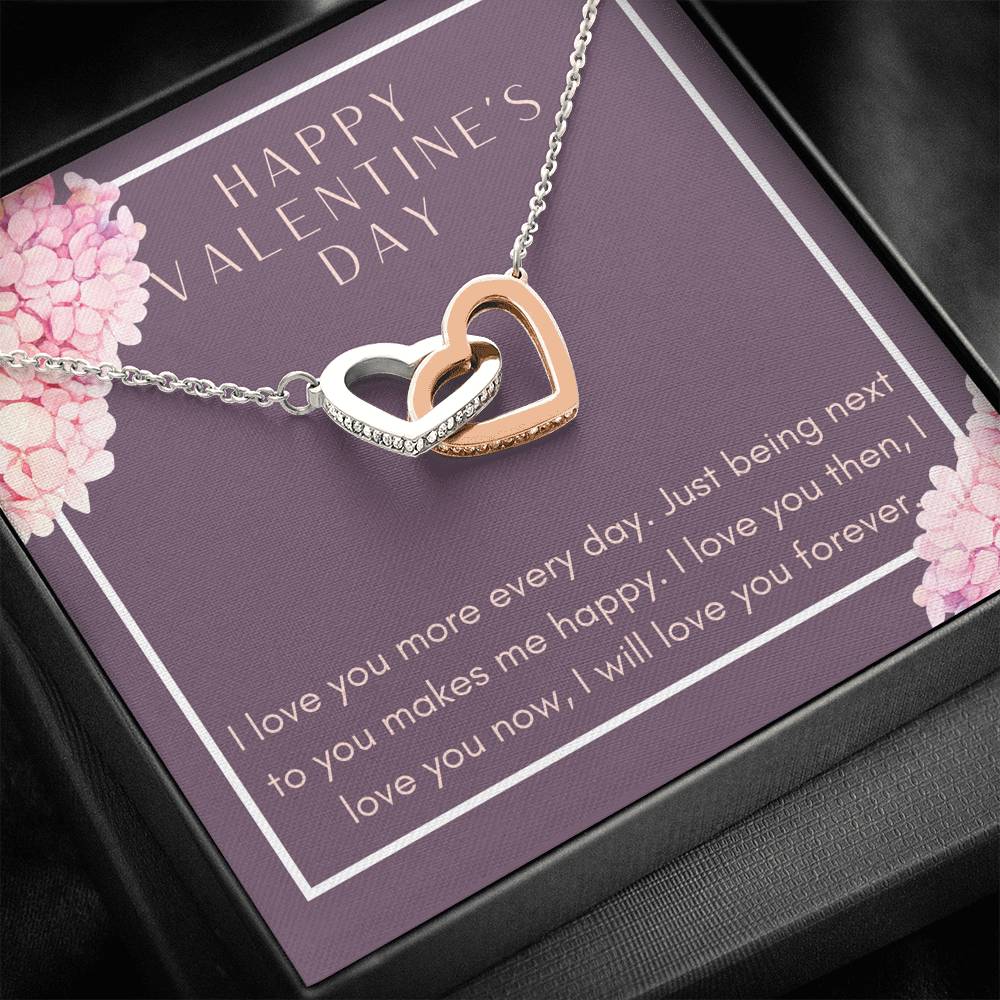 Valentine's Day Gift For Women Interlocked Heart Pendent To My Girlfriend Gift With The Message Card
