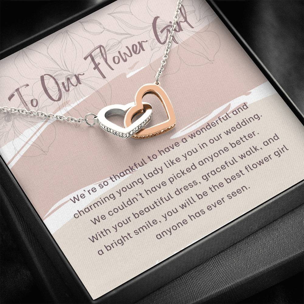 Flower Girl Gift Necklace, Thank You Gift for Flower Girl, Heart Necklace for Flower Girl