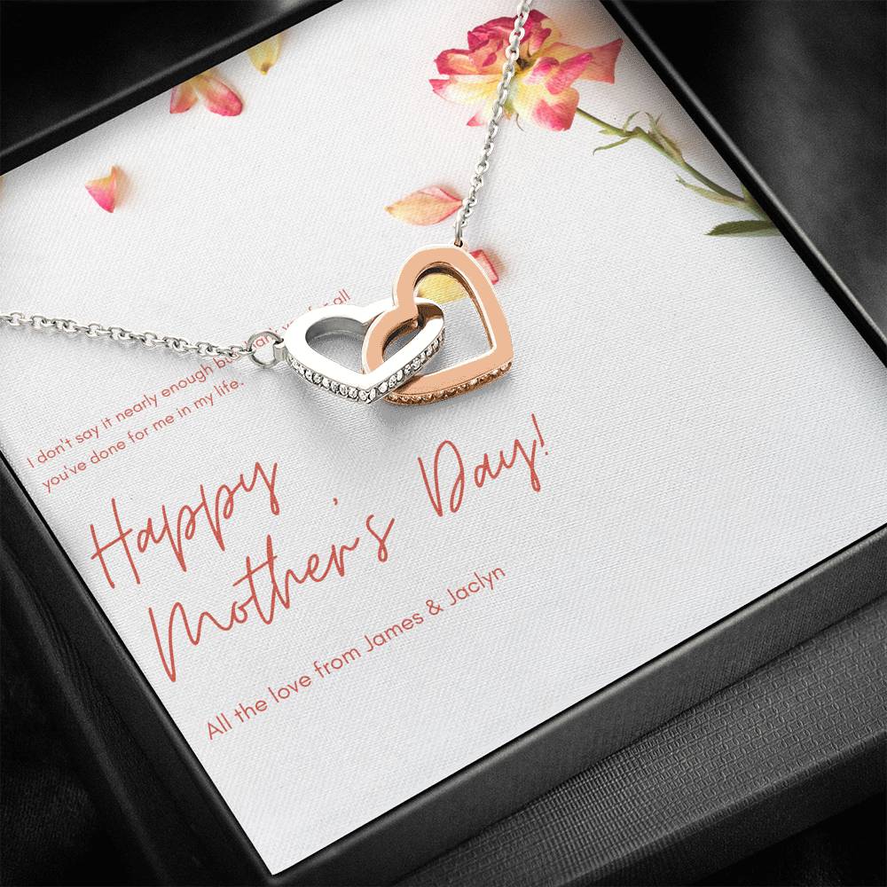 Personalized Gift Mom Necklace for Her Birthday Valentines Mother's Day Interlocking Hearts Necklaces for Women with Message  Card