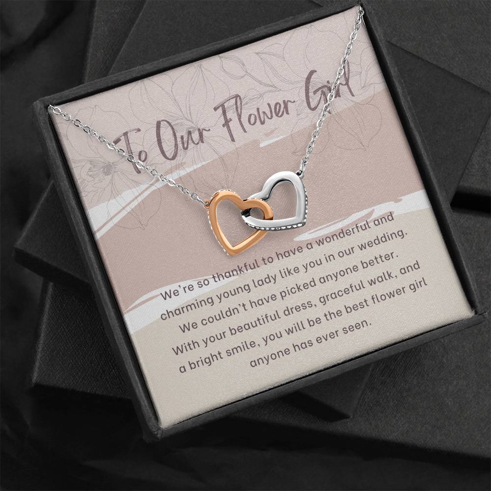 Flower Girl Gift Necklace, Thank You Gift for Flower Girl, Heart Necklace for Flower Girl