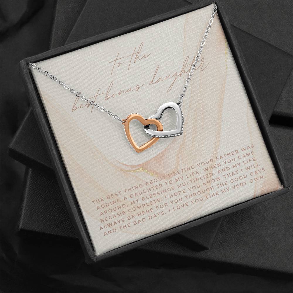 Gift for Step Daughter, Bonus Daughter Gift Necklace, Unbiological Daughter Message Card