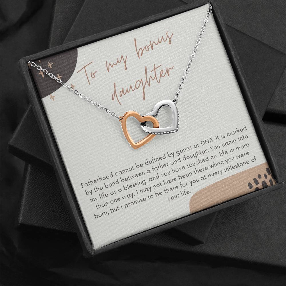 Bonus Daughter Gift Necklace, Gift From Stepdad to Stepdaughter, Birthday Gift, Christmas Gift, Wedding Heart Necklace