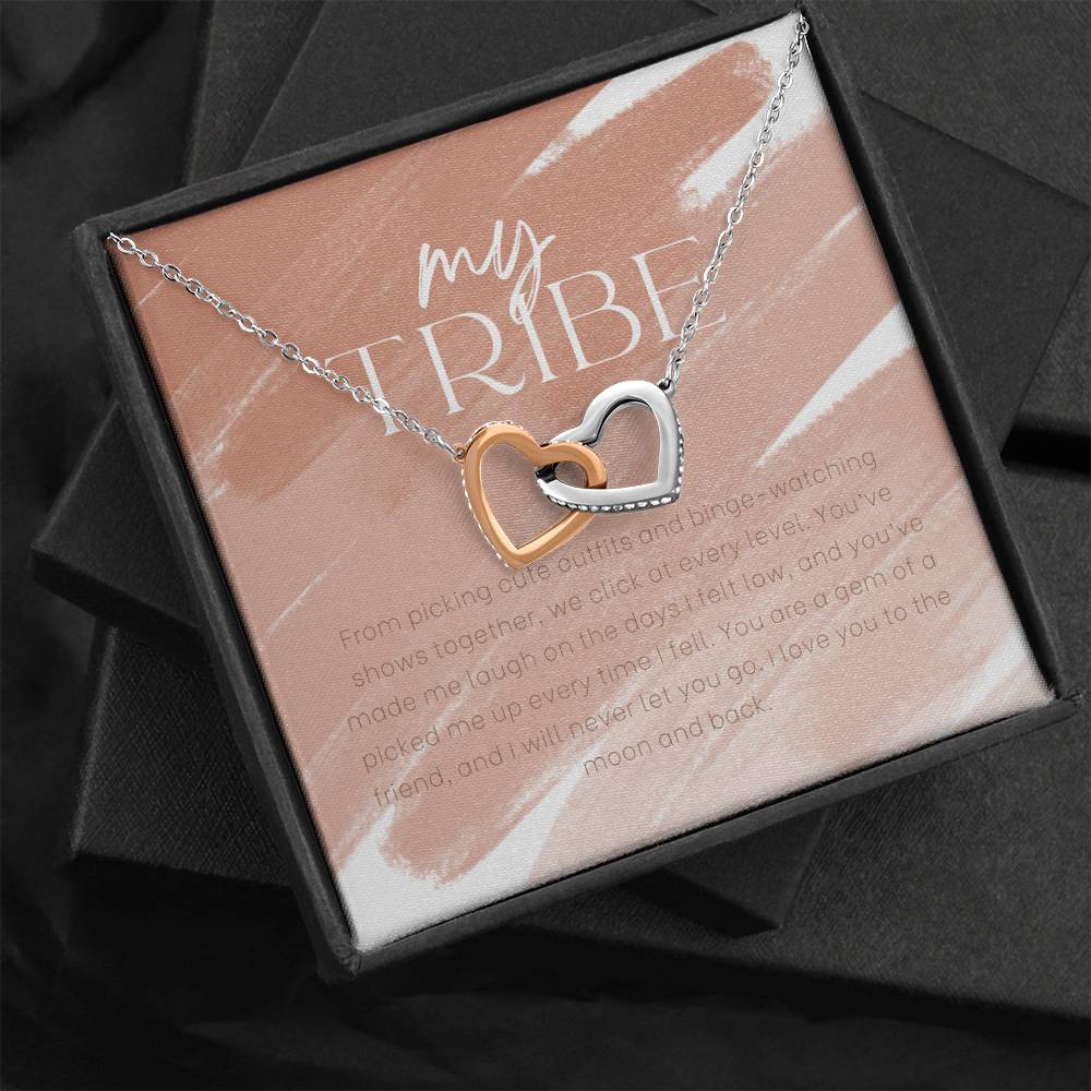 My Tribe, Gift Necklace for BFF, Best Friends Heart Necklace, Personalized Gift for Friend Birthday
