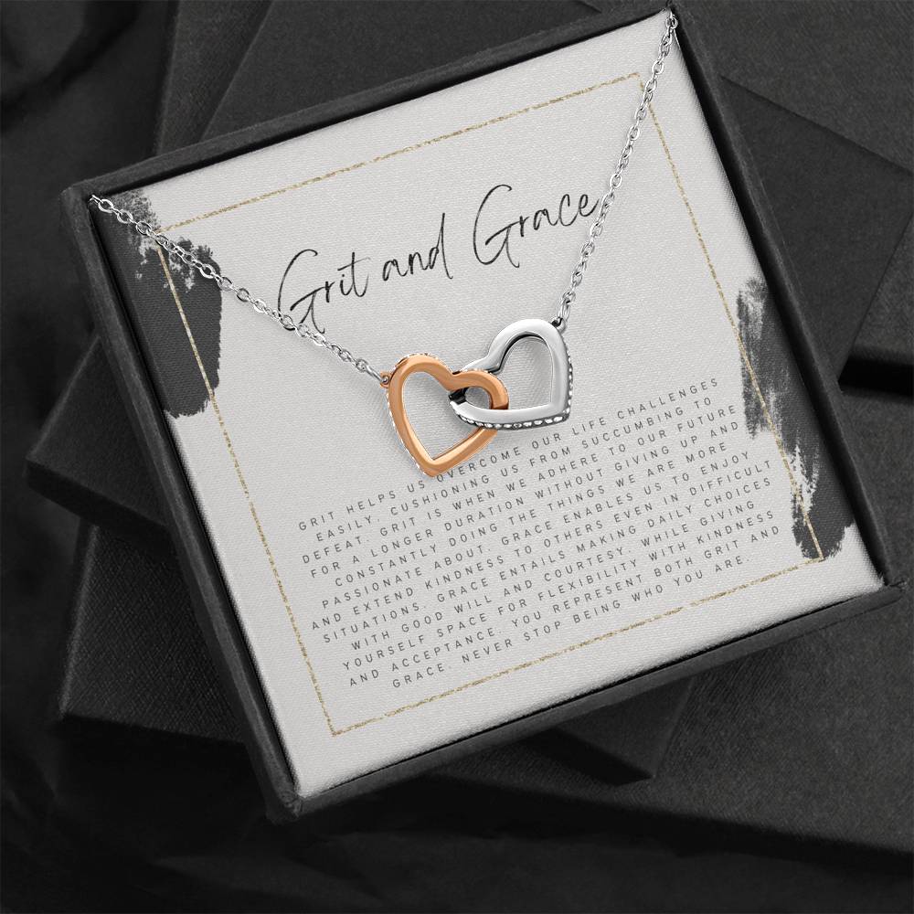Encouraging Gift for Friend, Never Give Up Gift Necklace for Friend, Grace and Grit Heart Necklace for Friend
