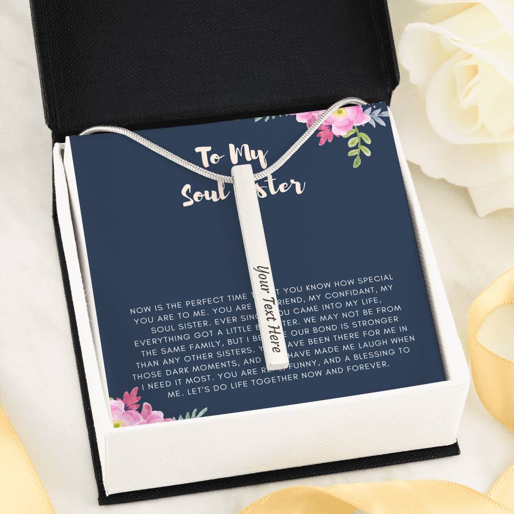 To My Soul Sister Friend Cousin Customized Text Necklace From Friend Sister Cousin For Birthday Graduation Wedding Engagement Gift