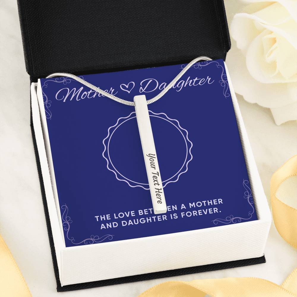 Personalized Custom Engraved Necklace For Daughter Vertical Bar Pendant For Her Birthday Graduation Valentines Gift From Mom Women’s Fashion Jewelry