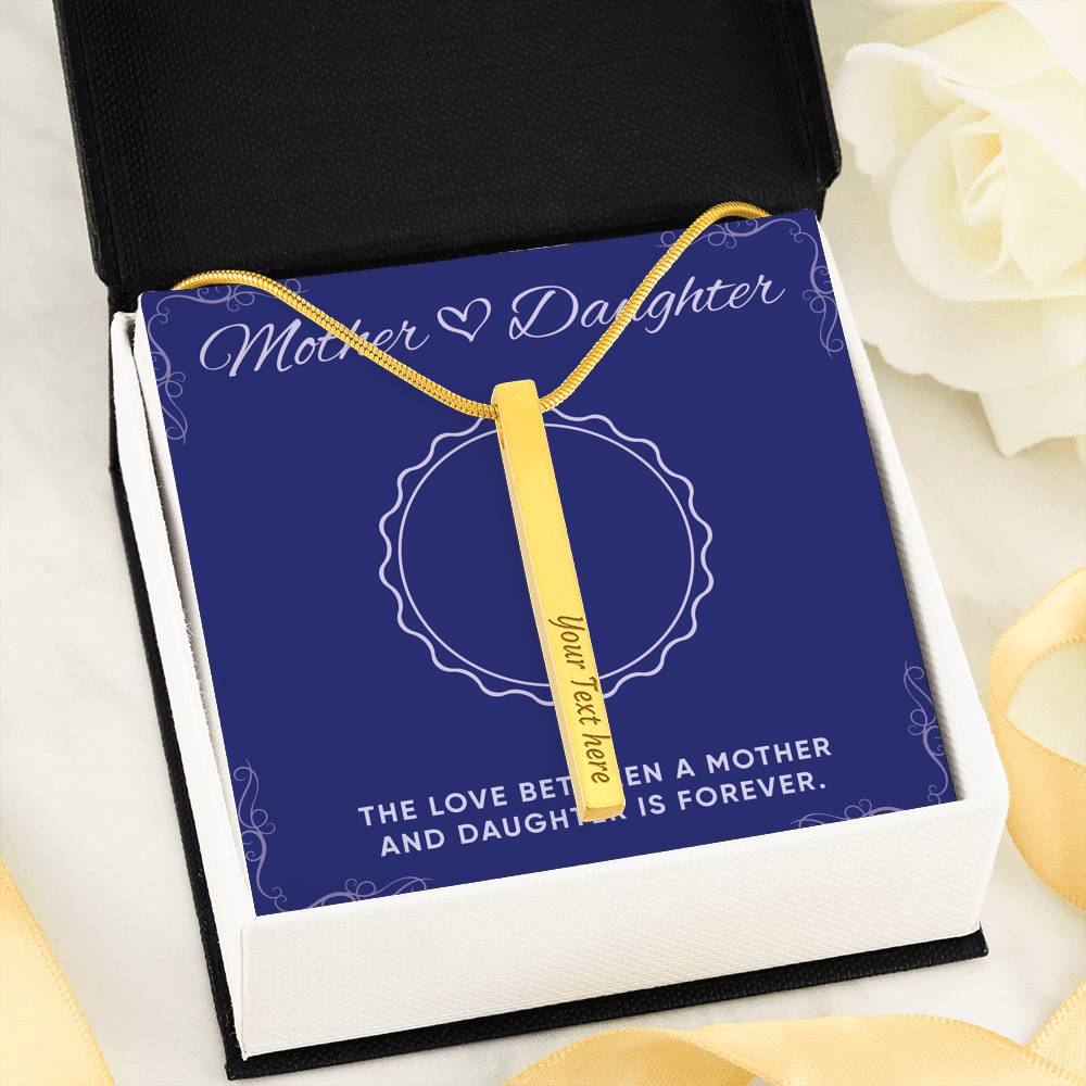 Personalized Custom Engraved Necklace For Daughter Vertical Bar Pendant For Her Birthday Graduation Valentines Gift From Mom Women’s Fashion Jewelry