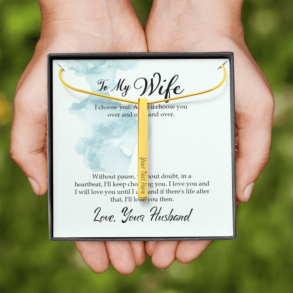 Custom Bar Necklace For My Wife Birthday Valentine's Day Engagement Anniversary Gift For Women Personalized Love Notes POD Message Card
