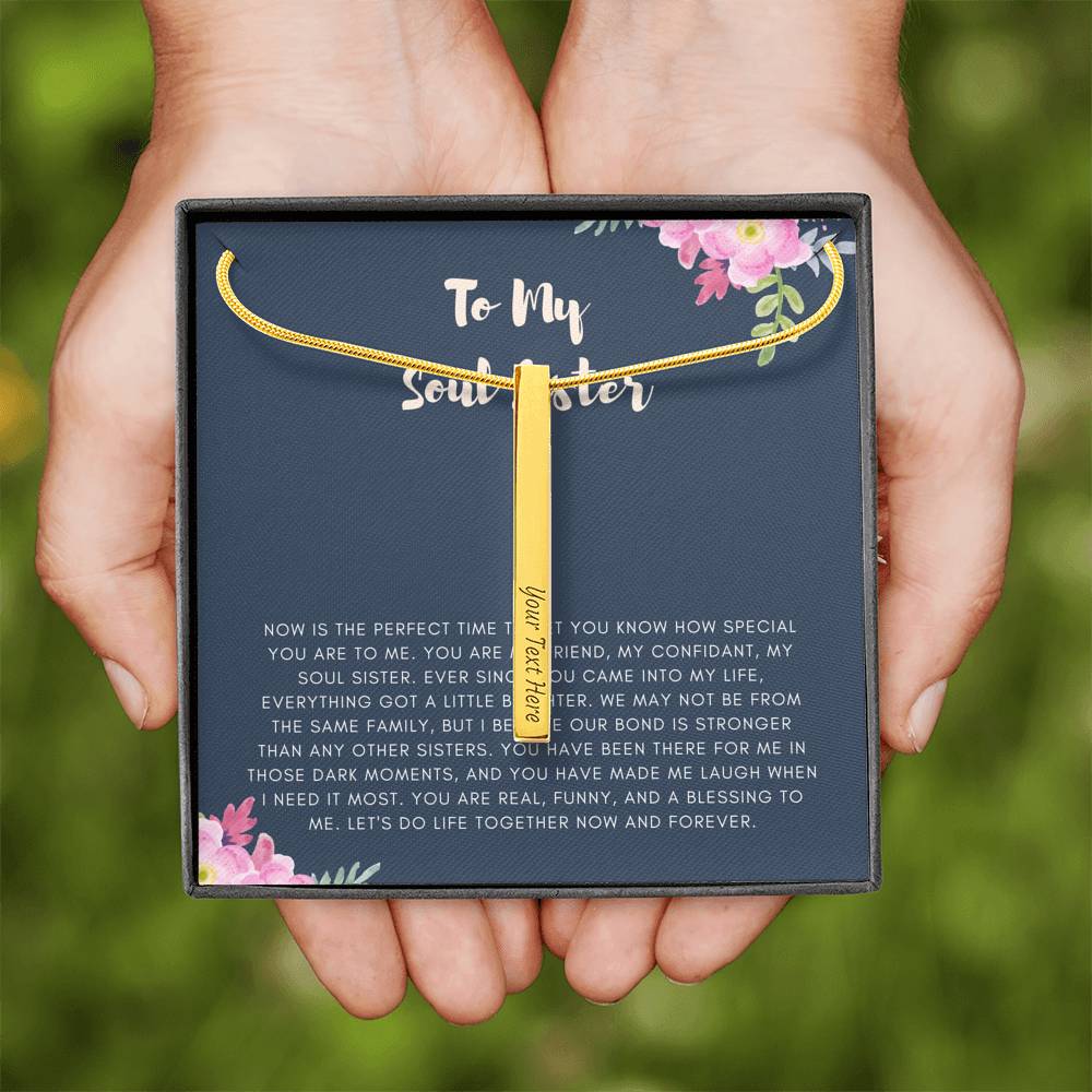 To My Soul Sister Friend Cousin Customized Text Necklace From Friend Sister Cousin For Birthday Graduation Wedding Engagement Gift