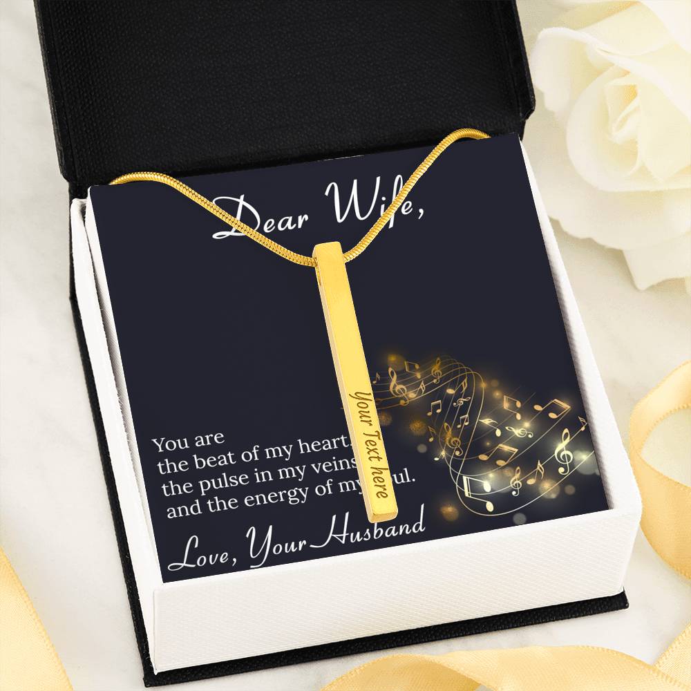 Personalized Gift To My Wife Custom Engraved Necklace Jewelry Bar Pendant For Her Birthday Anniversary Wedding Valentines Message Card From Husband