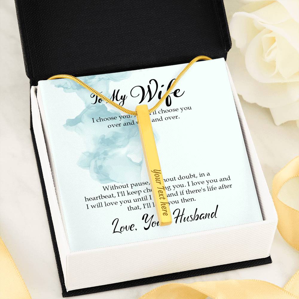 Custom Engraved Bar Necklace For Wife From Husband Valentine's Anniversary  Birthday Engagement Personalized Gift For Women Message Card