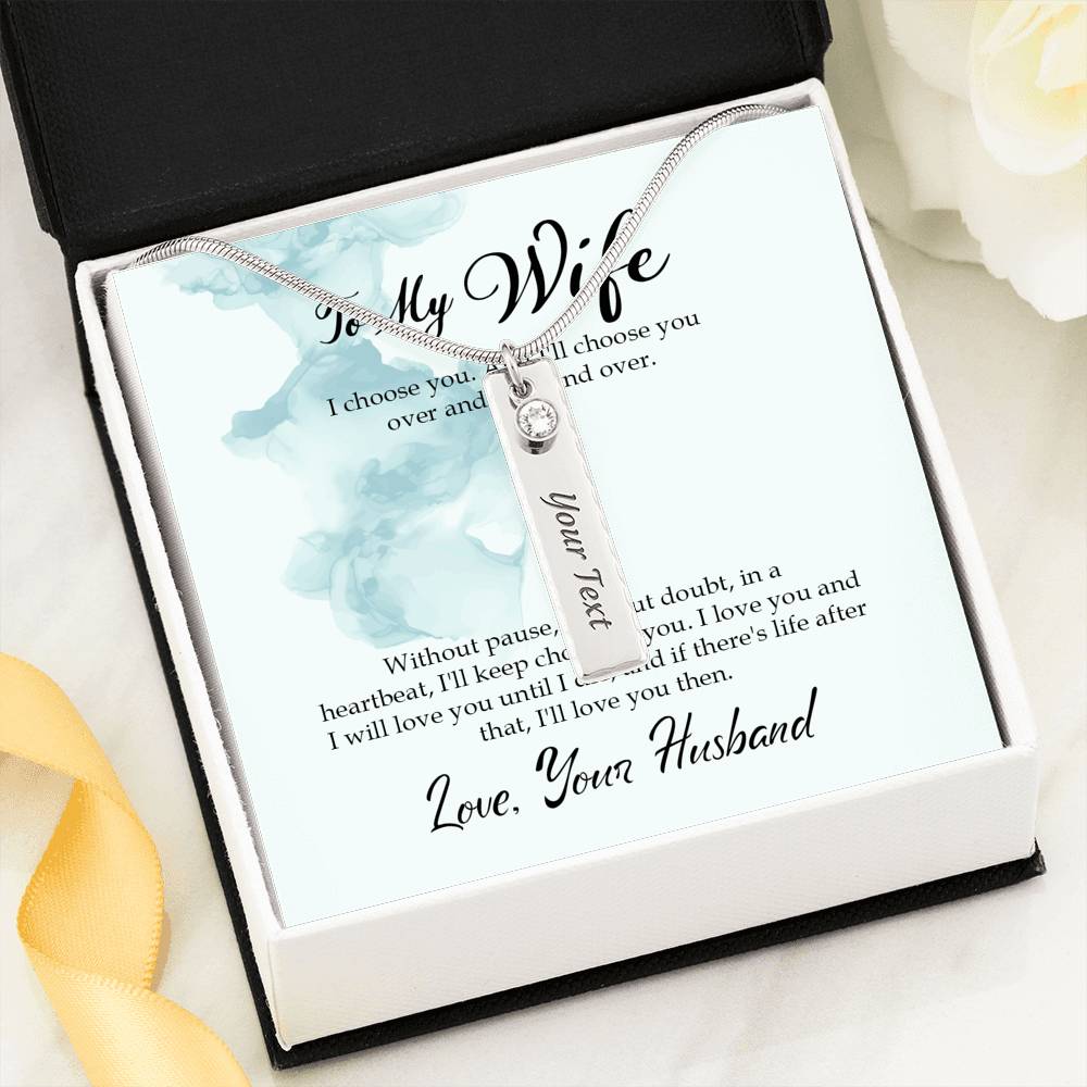 Custom Engraved Name Birthstone Bar Necklace For My Wife Personalized  For Women Valentines Anniversary Engagement Gift From Husband Customized Card