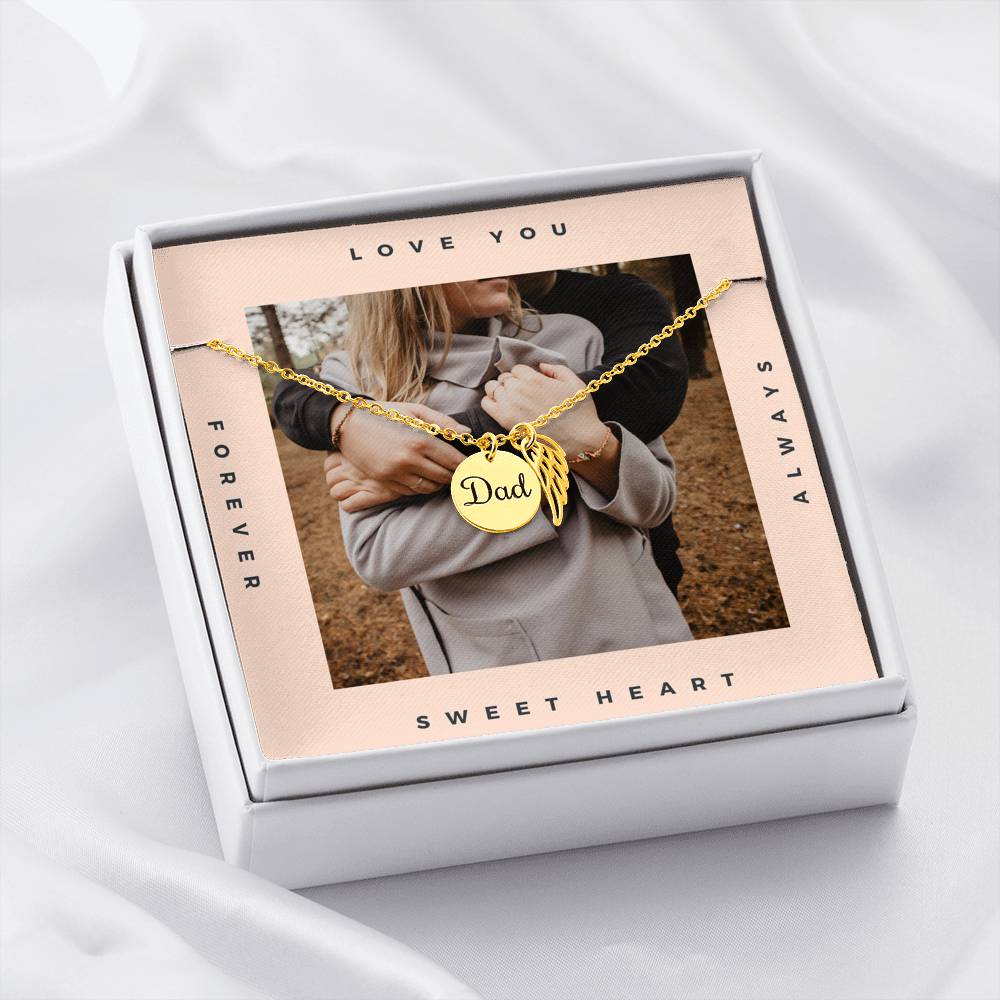 Personalized Necklace Gift Customized Dad Engraved Pendent Forever Love Of Dad And Daughter Gift With The Message Card