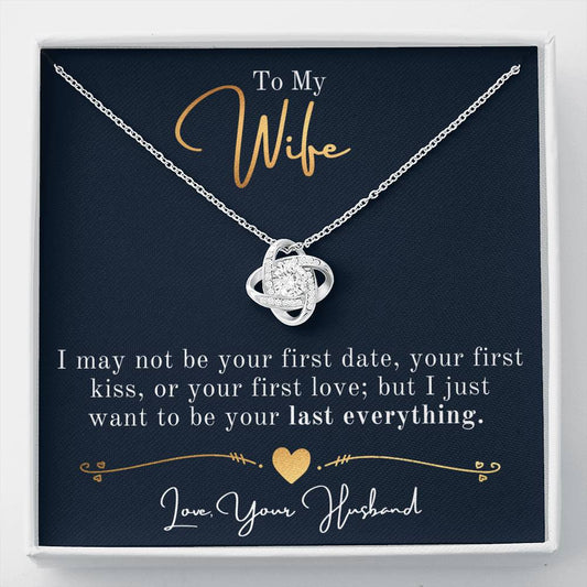 Personalized Necklace, Love Knot Necklace, Valentine Day Gift for Her, Pendant Necklace Wife, Gift for Girlfriend, Personalized Message Card