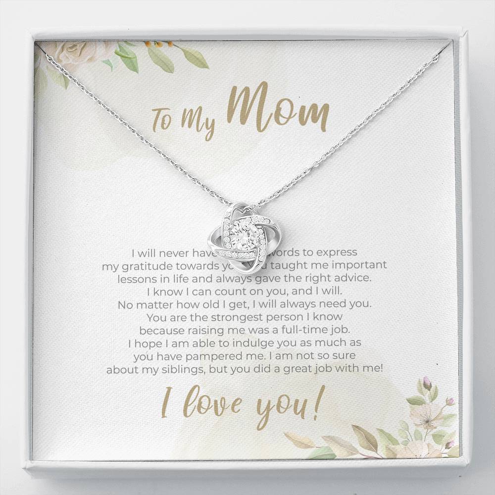 Necklace Gift To My Mom Love Knot Pendent From Her Kids On Mothers Day