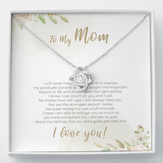 Necklace Gift To My Mom Love Knot Pendent From Her Kids On Mothers Day