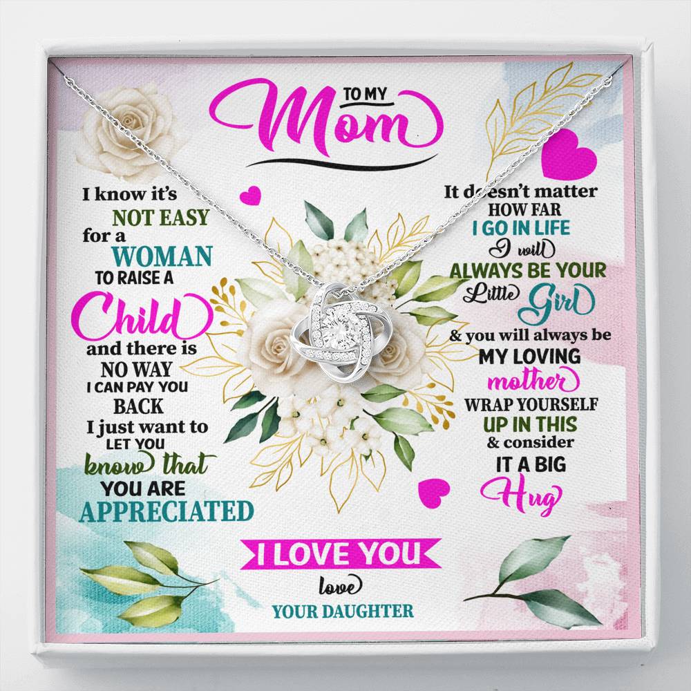 Personalized Gift Mother Necklace for Her Valentines Birthday  Gift Love  Knot Necklace for Women with Message  Card