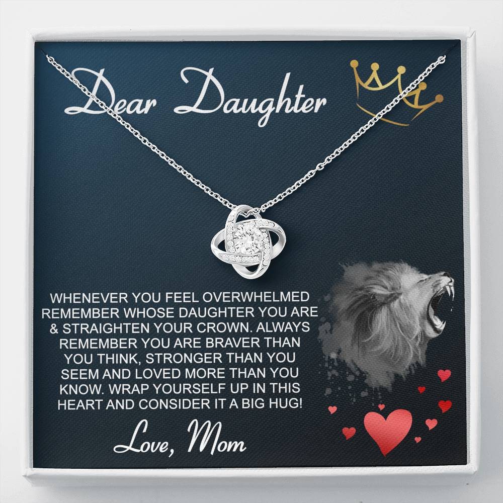 Personalized Gift Daughter Necklace for Mom Valentines Birthday Gift Silver Jewelry Love Knot Necklace for Women with Message  Card