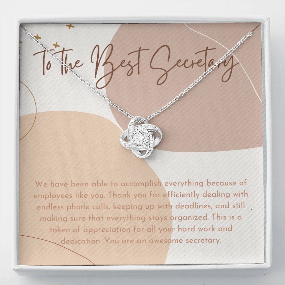 Secretary Appreciation Gift Necklace, To The Best Secretary, Thank You Card For Secretary