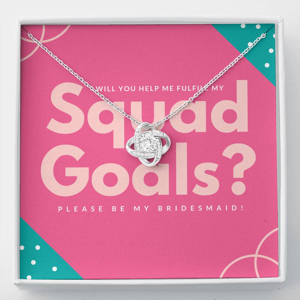 Pink and Blue Accents Be My Bridesmaid Invitation Love Knot Necklace