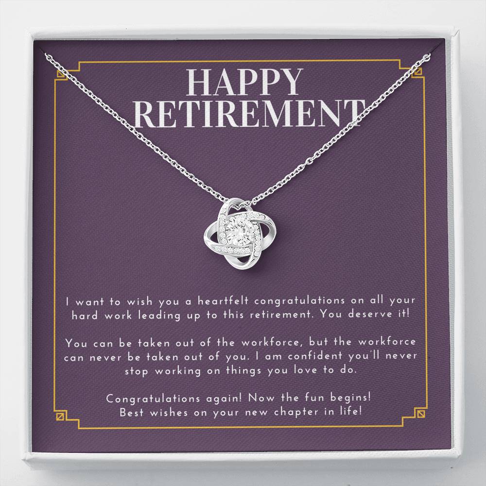 Personalized Retirement Necklace Gift For Employee Boss Friend Love Knot Pendent On Her Retirement Ceremony