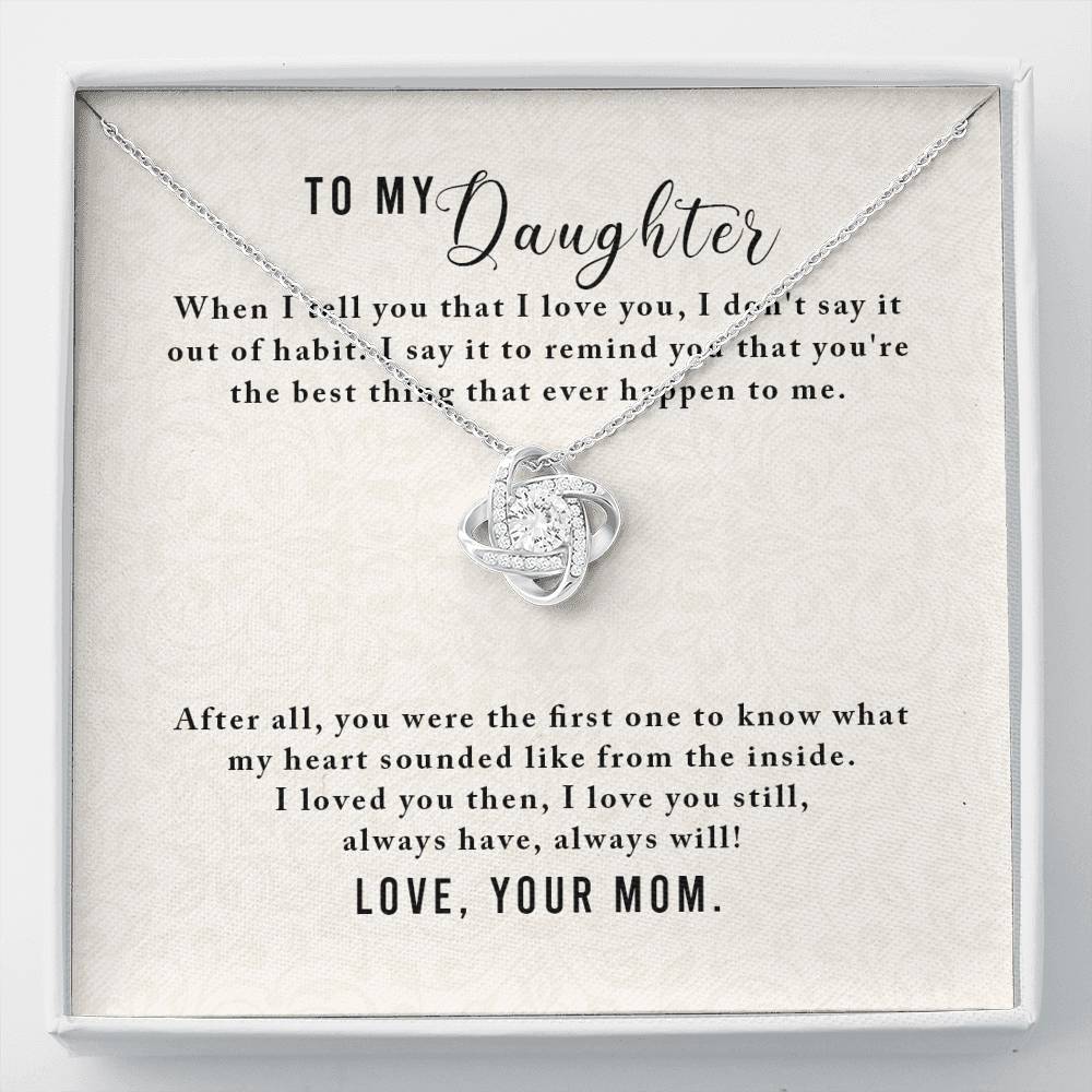 Personalized To my Daughter Necklace  for Her Valentines Birthday Gift Love Knot Necklace for Women with Message  Card