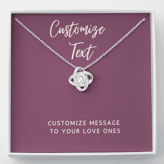 Personalized Gifts, Custom Love Knot Necklace, Personalized Cards, Custom Text