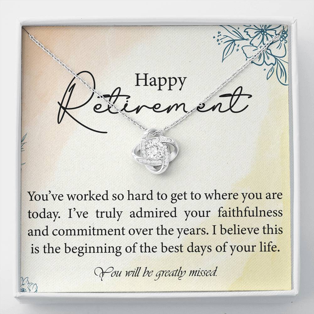 Personalized Retirement Gift for Mom Grandmother Aunt Birthday Gift Love Knot Necklaces for Women with Message  Card