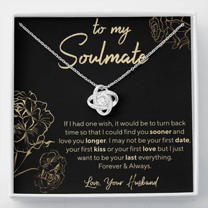 Personalized Necklace, Soulmate Necklace, Love Knot, Valentine Day Gift for Her, Pendant Necklace Wife, Gift for Girlfriend, Personalized Message Card