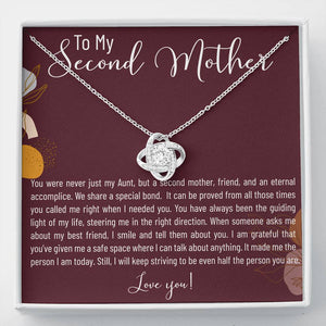 Personalized Gift For Second Mother Necklace for Her Birthday Gift Love Knot Necklaces for Women with Message  Card