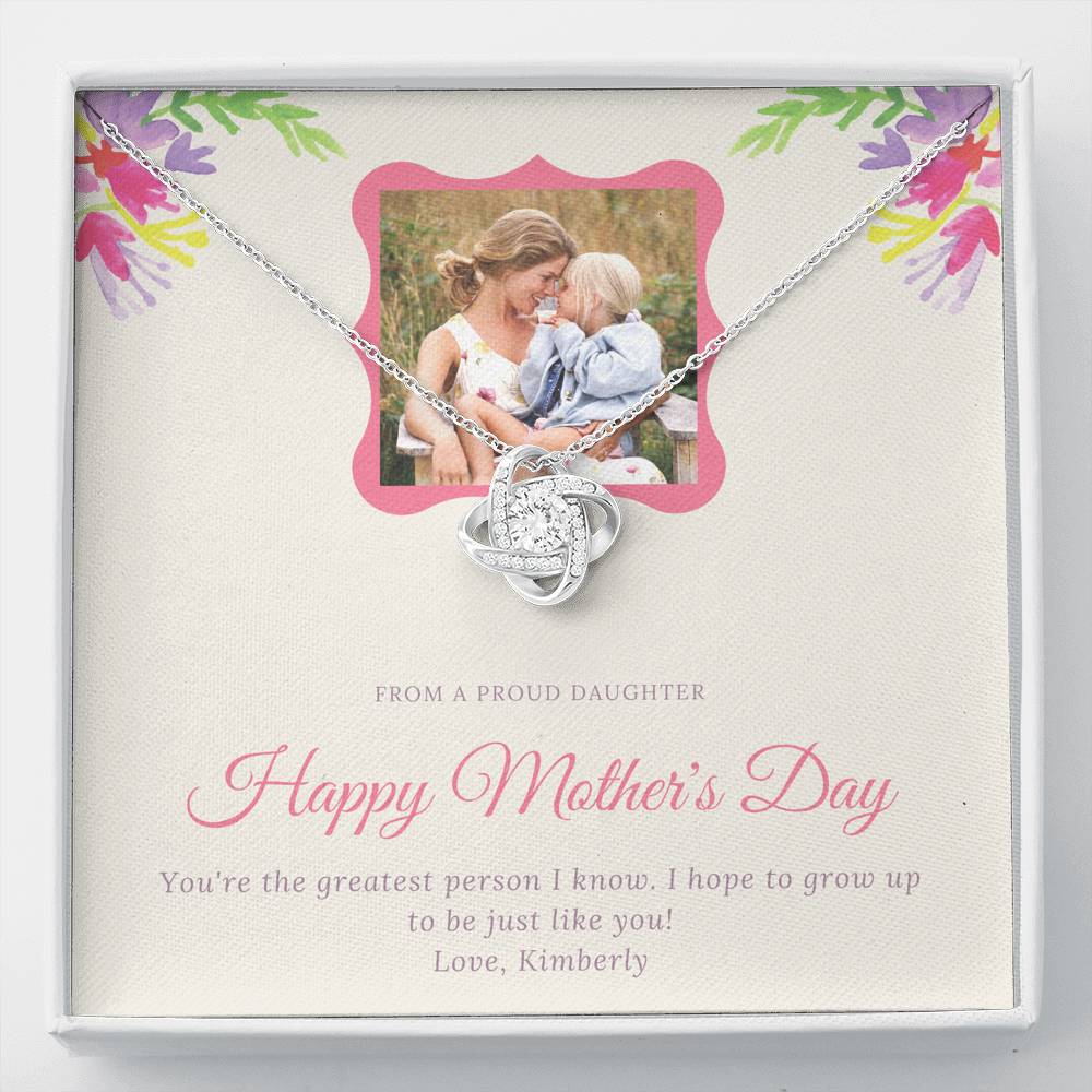 Personalized Gift For Mom Necklace for Mama Mother's Day Sentimental Birthday Gift Love Knot Necklace for Women with Message  Card