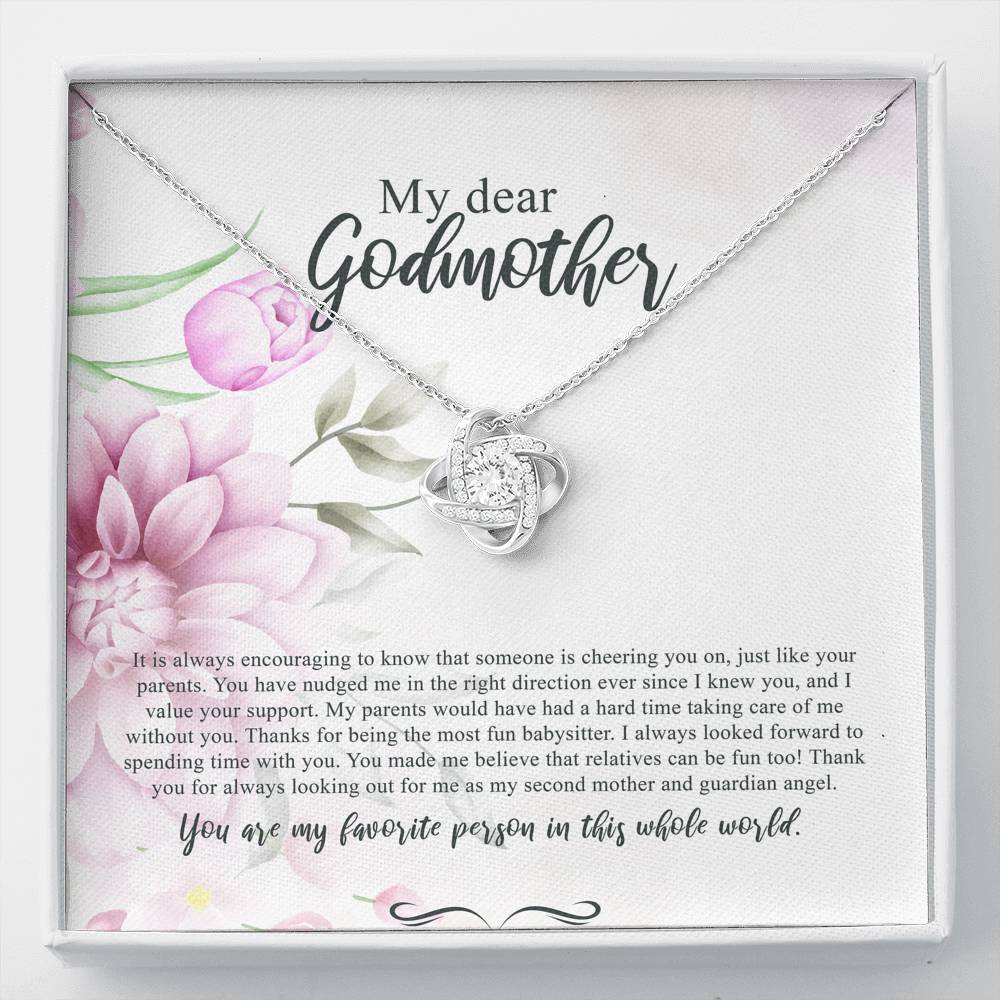 Best Gift for Godmother Necklace Silver Jewelry for Valentines Birthday Gift LoveKnotHearts Necklace for Women with Message  Card