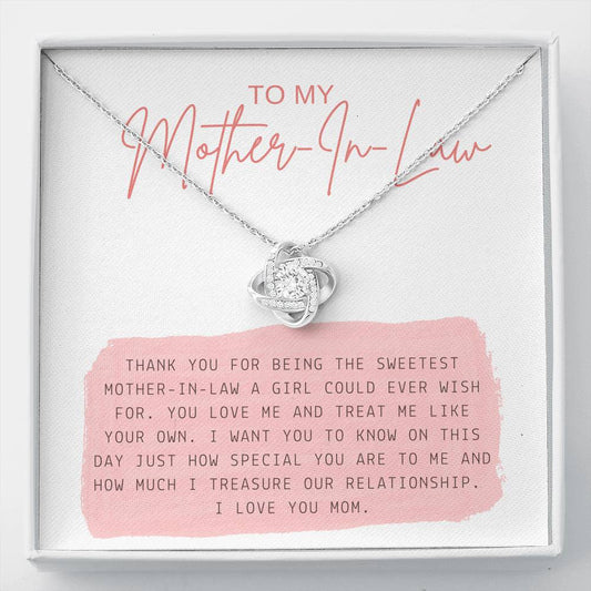 Personalized Gift For Mother In Law Love Knot Pendent From Bride Groom On Birthday Mother's Day