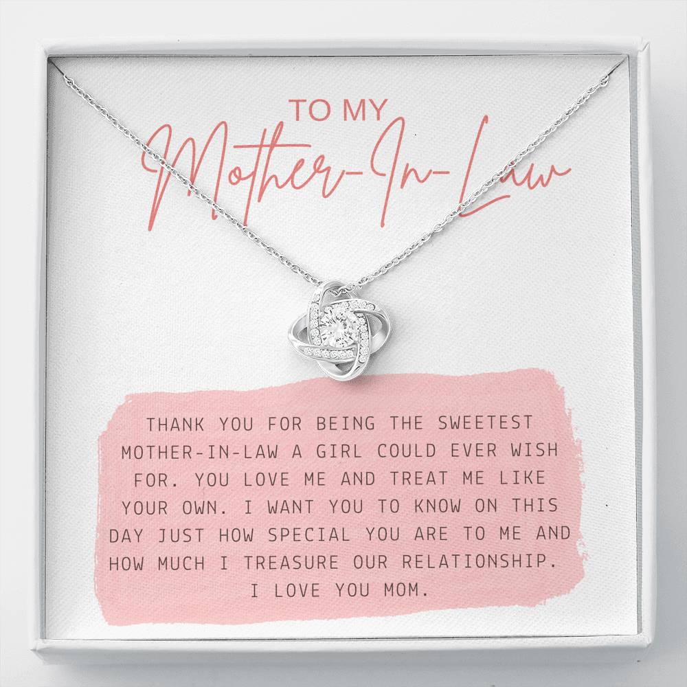 Personalized Gift For Mother In Law Love Knot Pendent From Bride Groom On Birthday Mother's Day