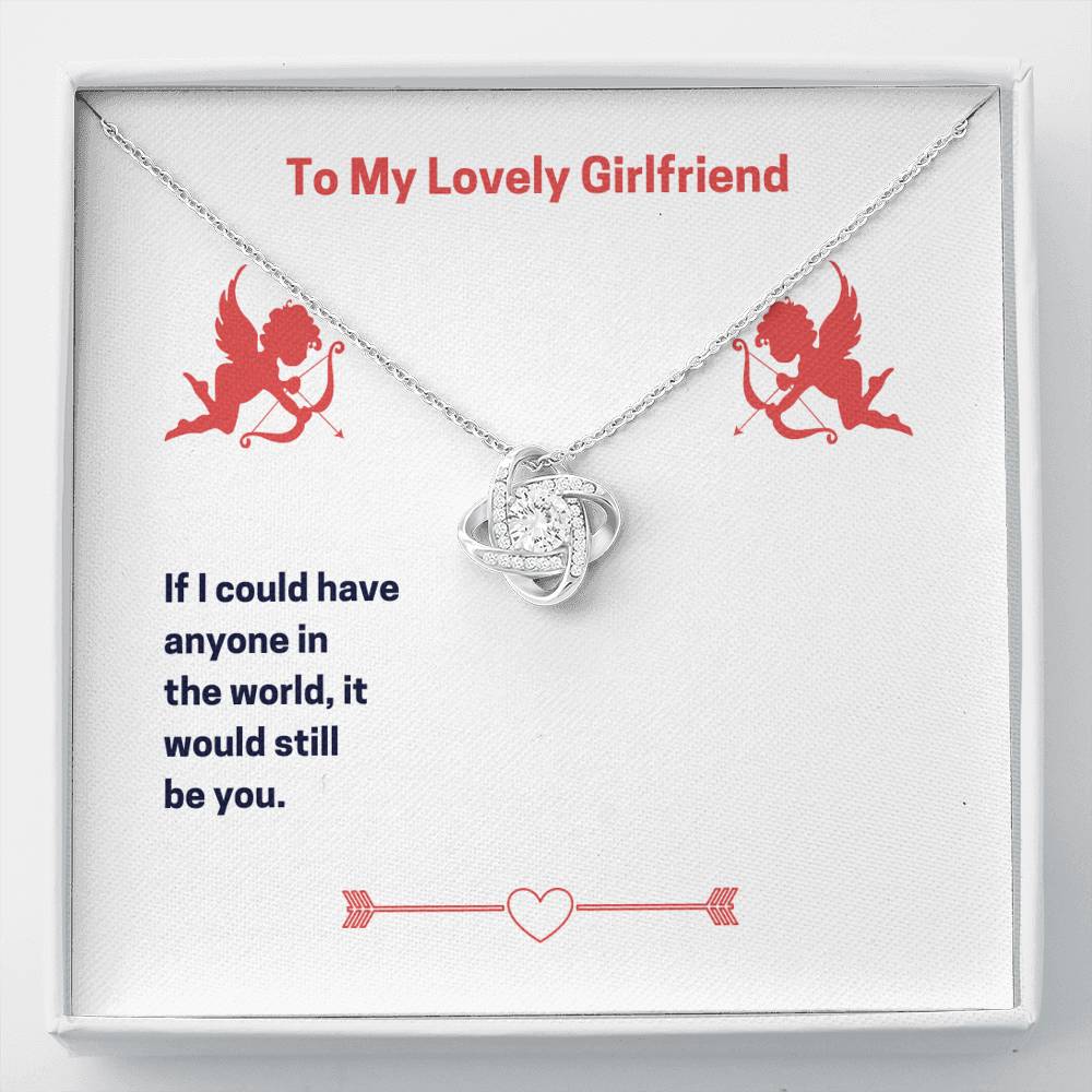 Personalized To My Girlfriend Necklace  for Her Birthday Valentines Anniversary Gift for Girlfriend Love Knot Necklace for Women with Message  Card
