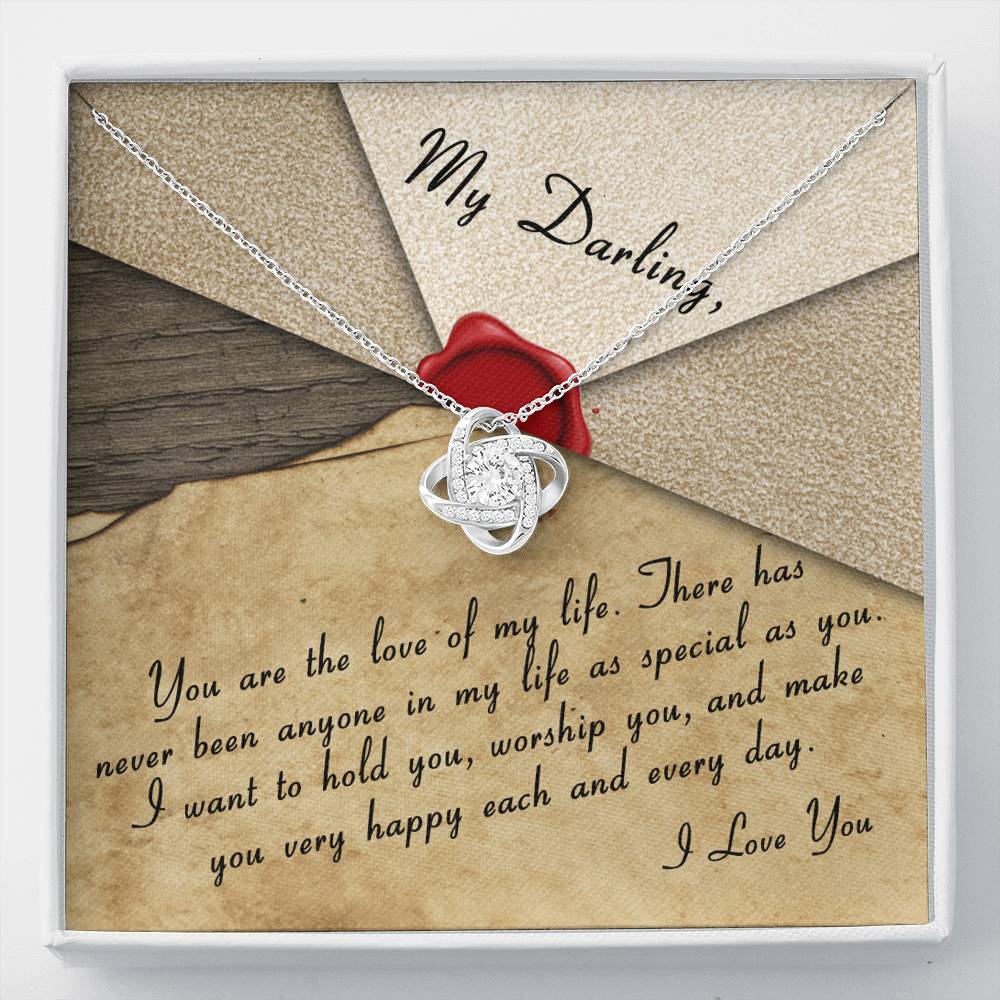 Personalized Girlfriend Wife Necklace  for Her Valentines Birthday Anniversary Gift Love Knot Necklace for Women with Message  Card