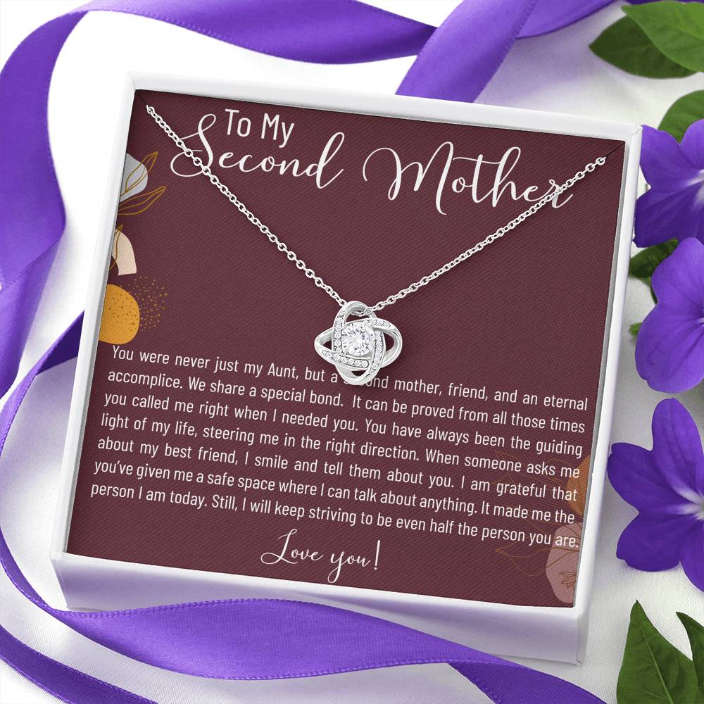 Personalized Gift For Second Mother Necklace for Her Birthday Gift Love Knot Necklaces for Women with Message  Card