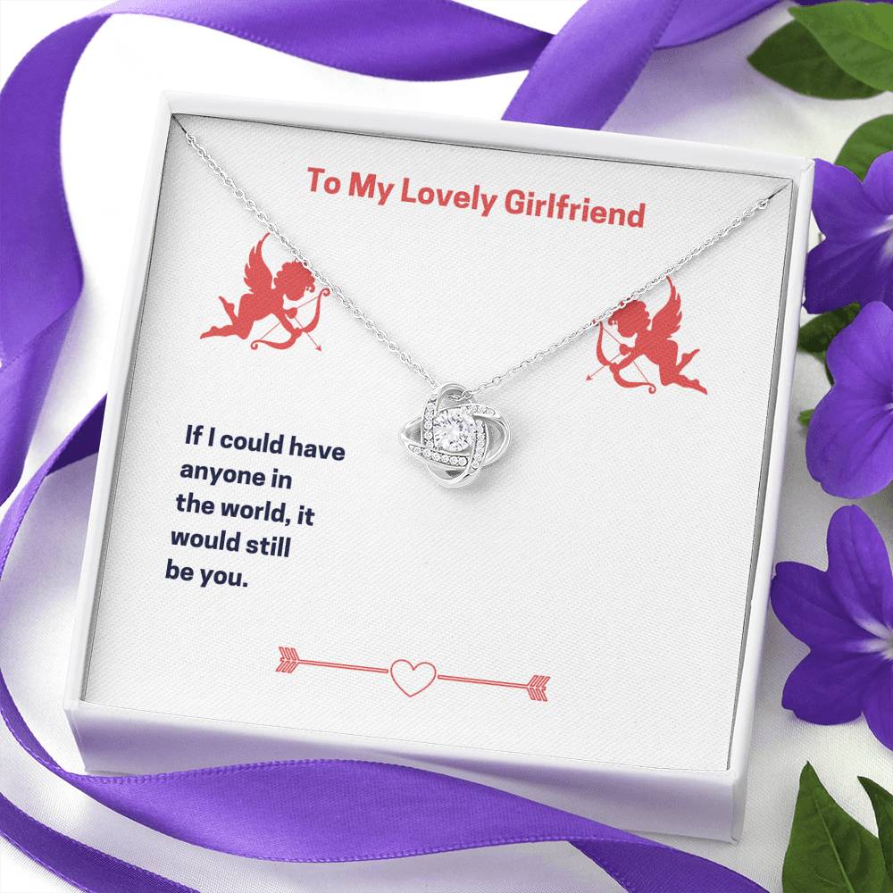 Personalized To My Girlfriend Necklace  for Her Birthday Valentines Anniversary Gift for Girlfriend Love Knot Necklace for Women with Message  Card