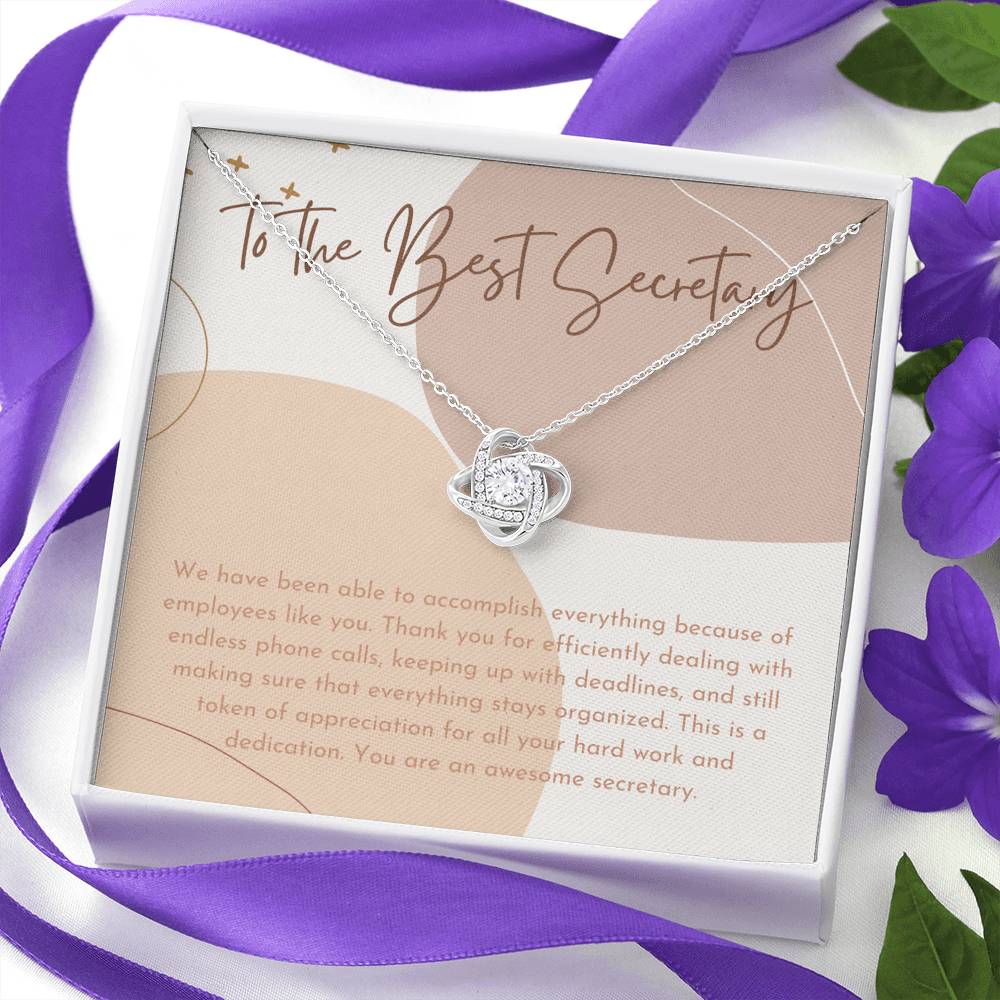 Secretary Appreciation Gift Necklace, To The Best Secretary, Thank You Card For Secretary
