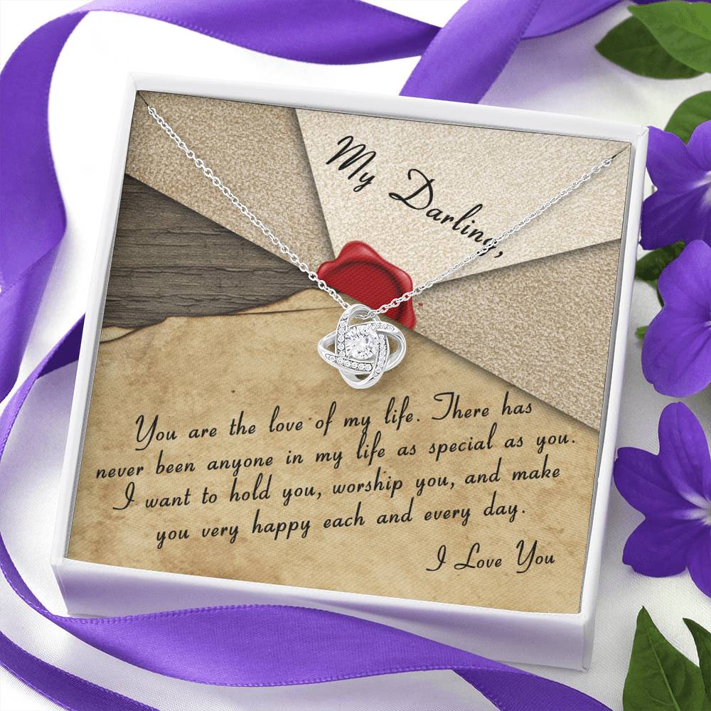 Personalized Girlfriend Wife Necklace  for Her Valentines Birthday Anniversary Gift Love Knot Necklace for Women with Message  Card