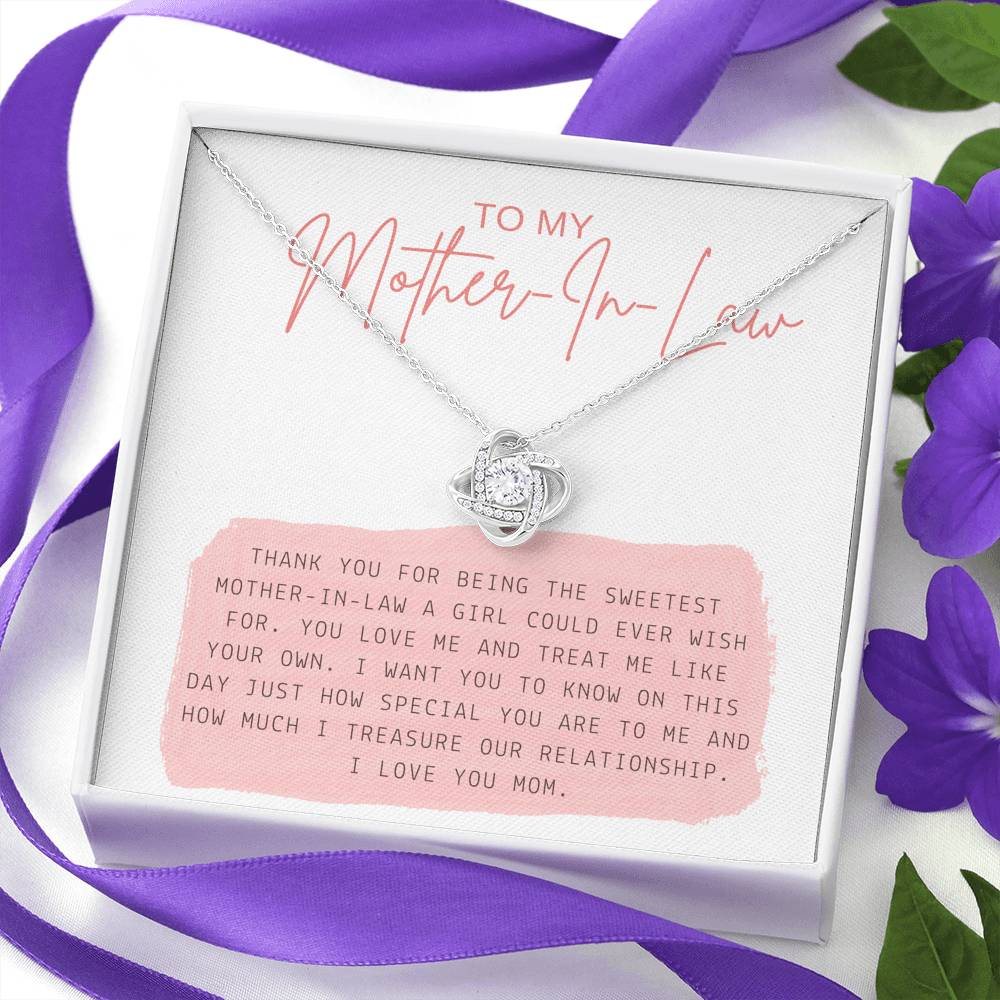 Personalized Gift For Mother In Law Love Knot Pendent From Bride Groom On Birthday Mother's Day