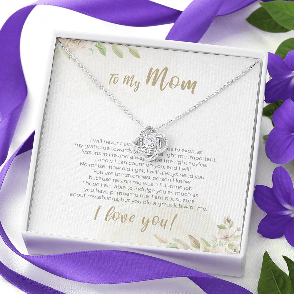 Necklace Gift To My Mom Love Knot Pendent From Her Kids On Mothers Day