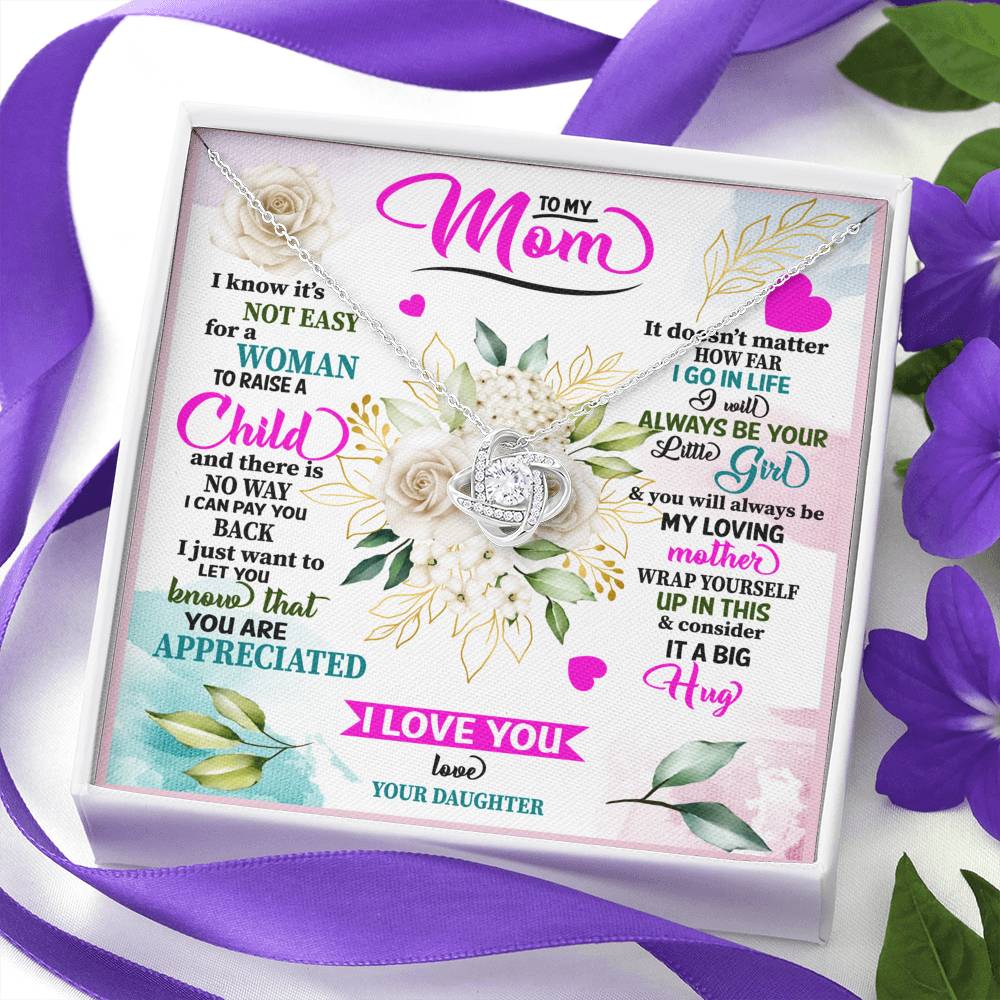 Personalized Gift Mother Necklace for Her Valentines Birthday  Gift Love  Knot Necklace for Women with Message  Card