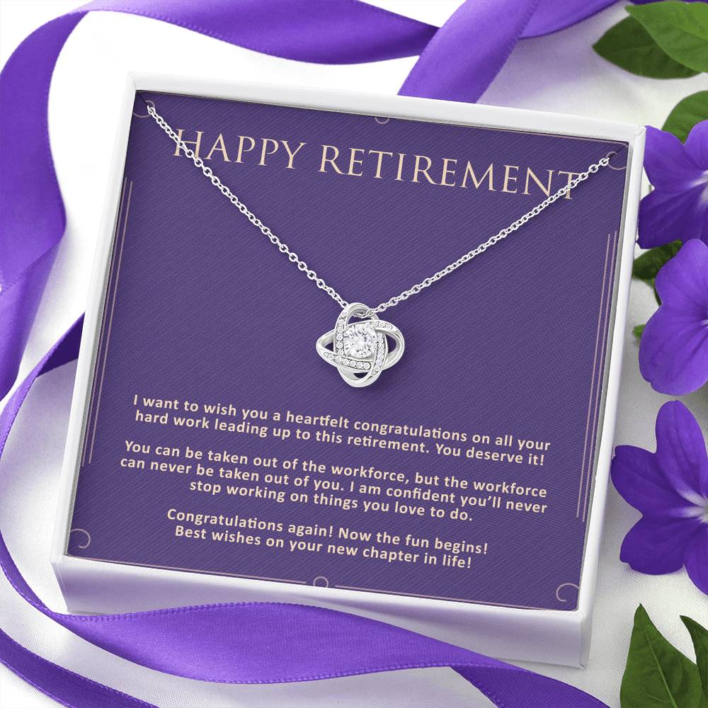 Personalized Retirement Gift For Boss Love Knot Necklace