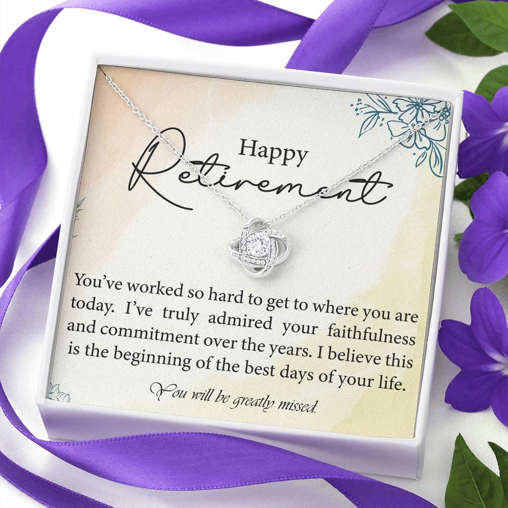 Personalized Retirement Gift for Mom Grandmother Aunt Birthday Gift Love Knot Necklaces for Women with Message  Card